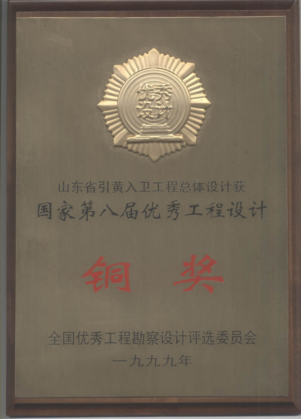山东省引黄入卫工程总体设计-1999全国优秀工程设计铜奖